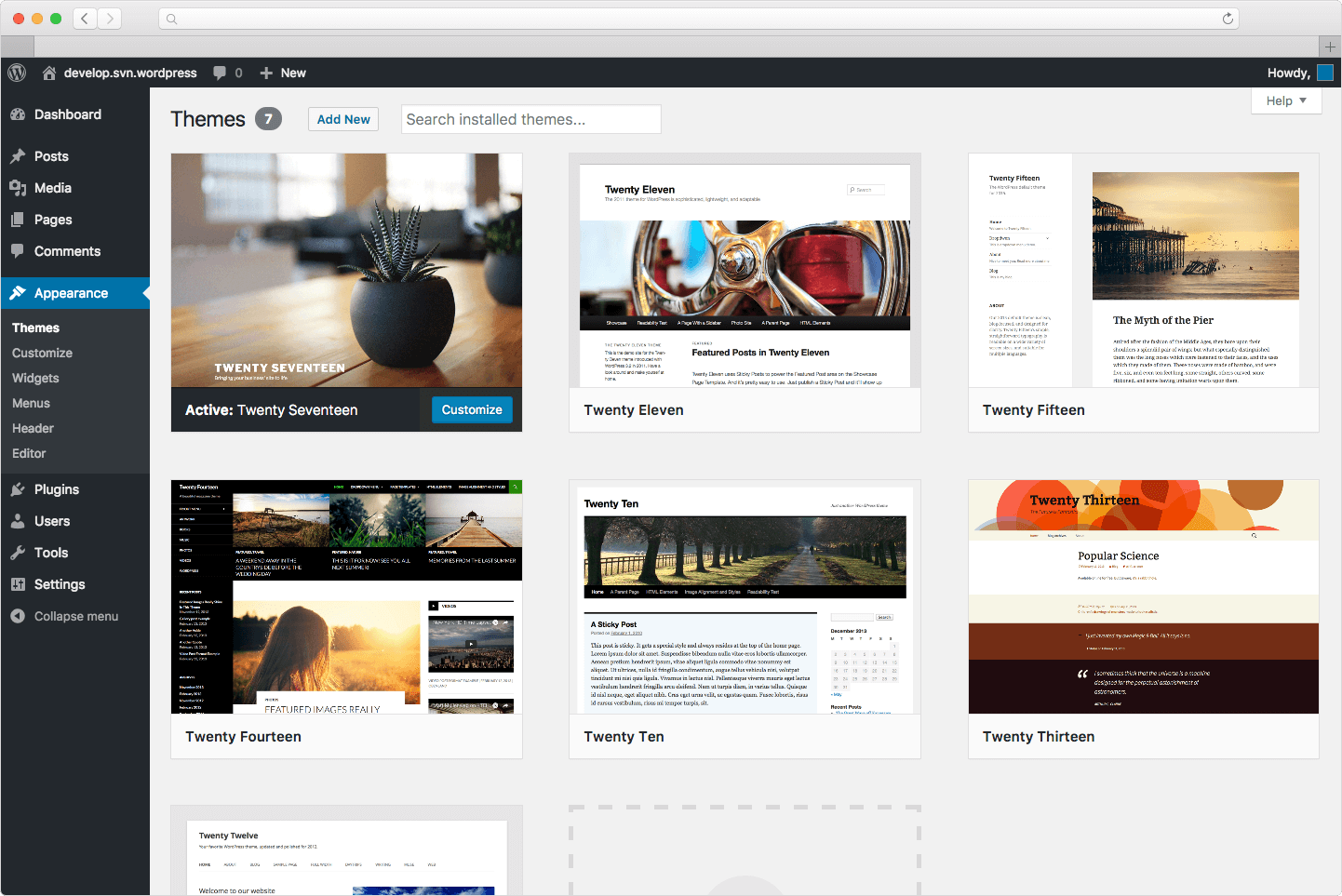 Giao diện quản trị trang web doanh nghiệp sử dụng nền tảng WordPress